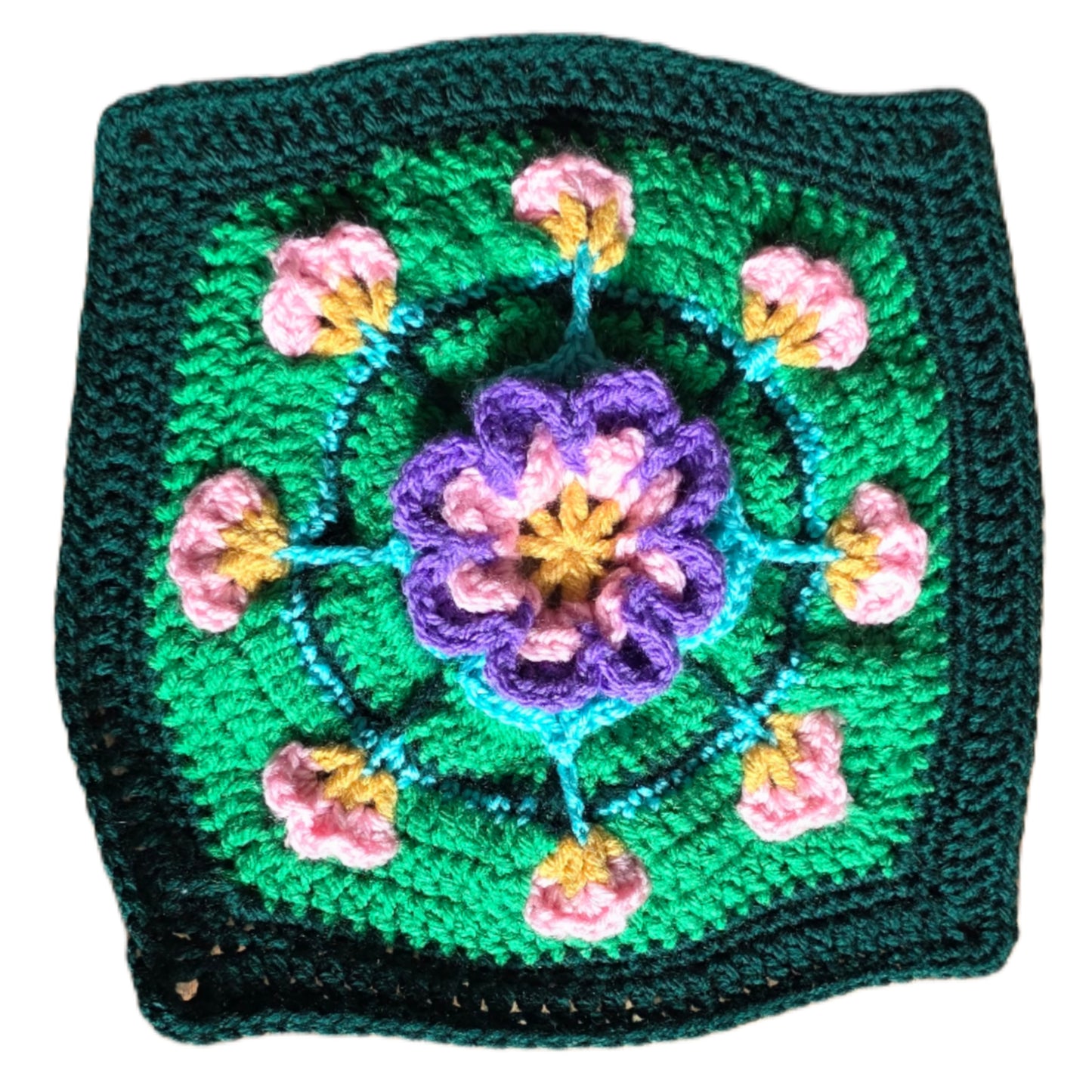 3D Pond Granny Square Crochet Pattern | Patrón de Ganchillo Cuadrado Estanque 3D