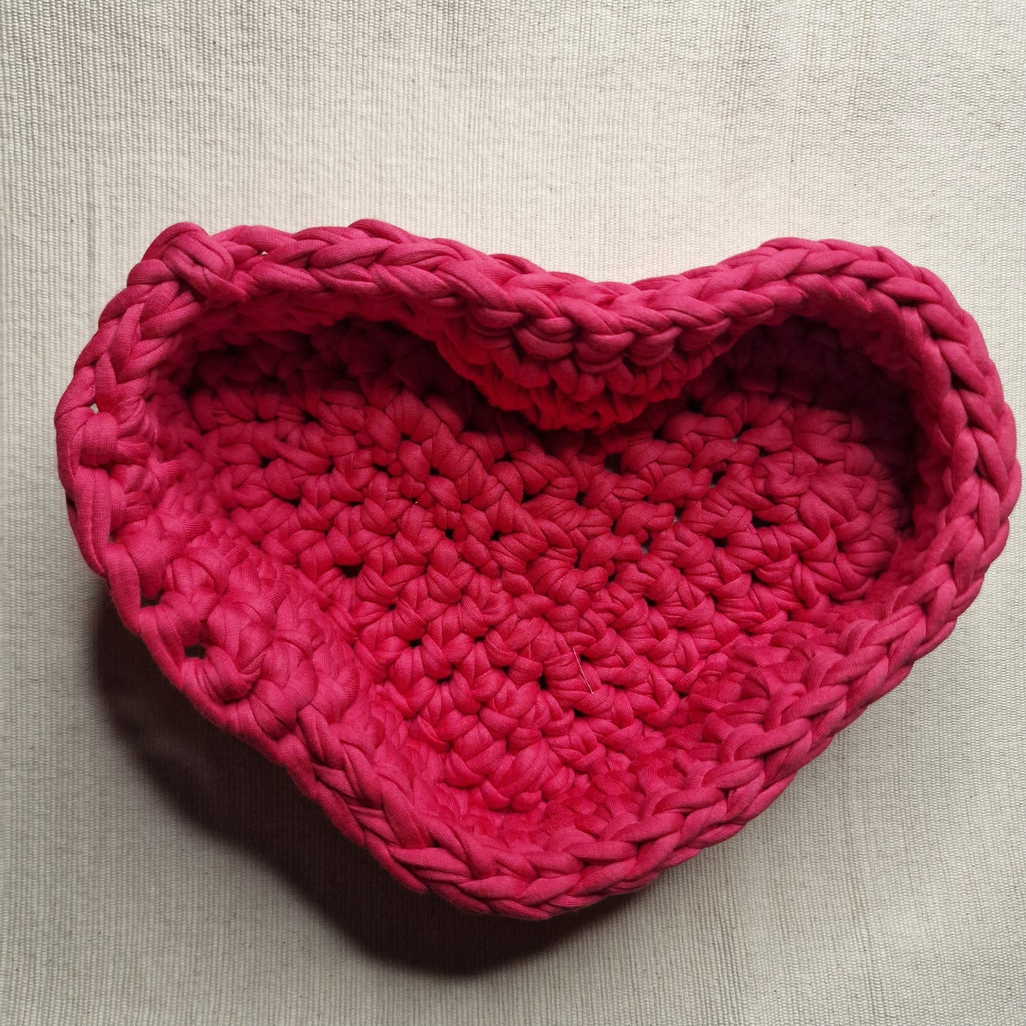 Handmade Heart-Shaped Crochet Basket – Perfect for Storage