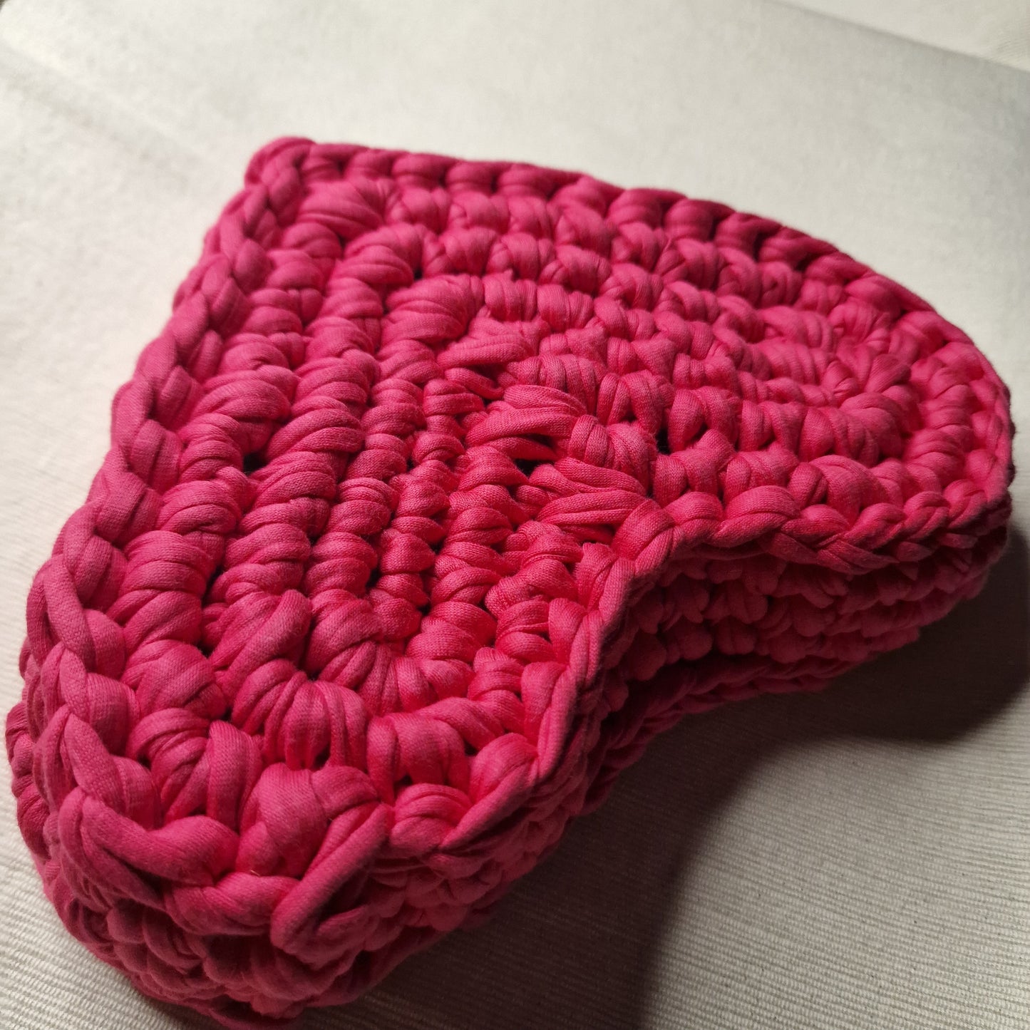 Handmade Heart-Shaped Crochet Basket – Perfect for Storage