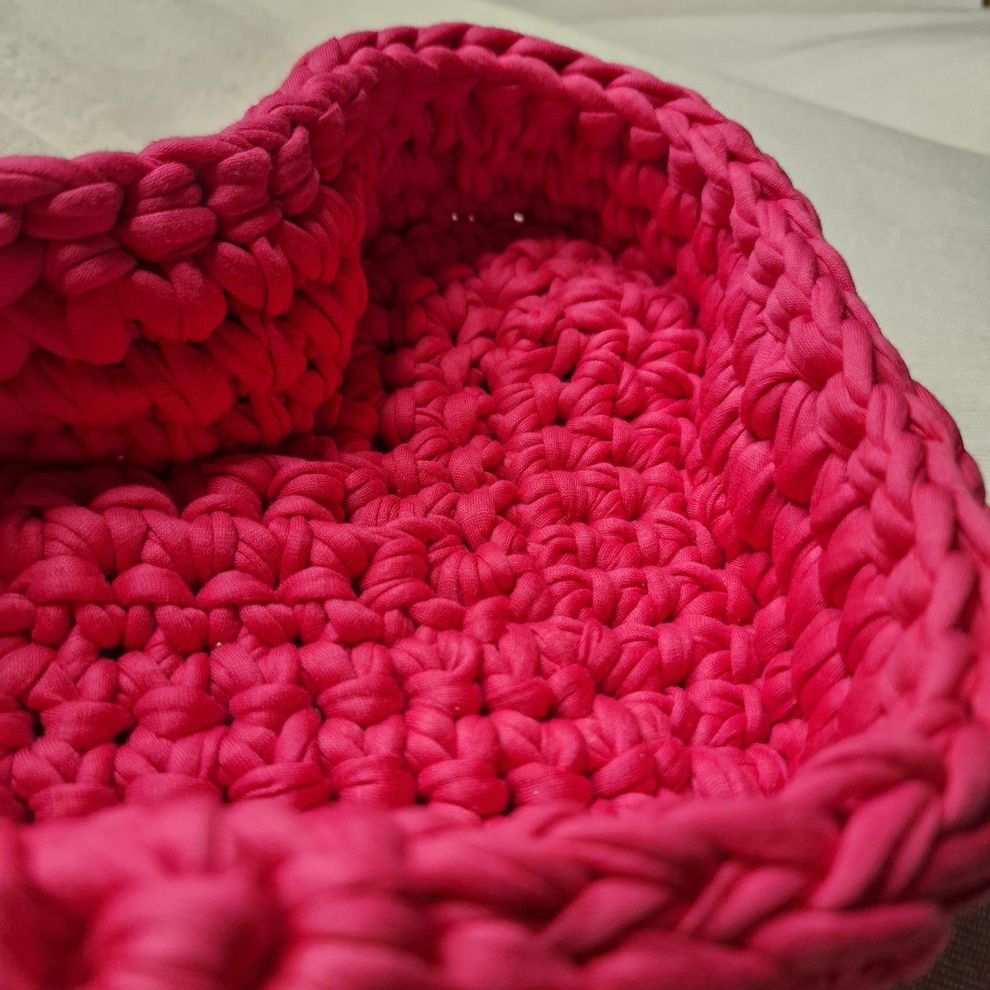 Handmade Heart-Shaped Crochet Basket – Perfect for Storage