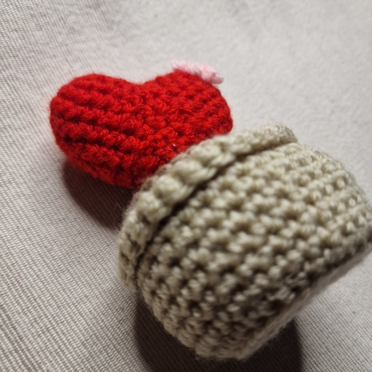 Handmade Crochet Pot with Red Heart Cactus– Rustic Charm