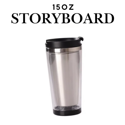 Gobelet à double paroi Storyboard de 15 oz | Couvercle en acrylique | Couvercle rabattable anti-fuite | Boissons chaudes et froides