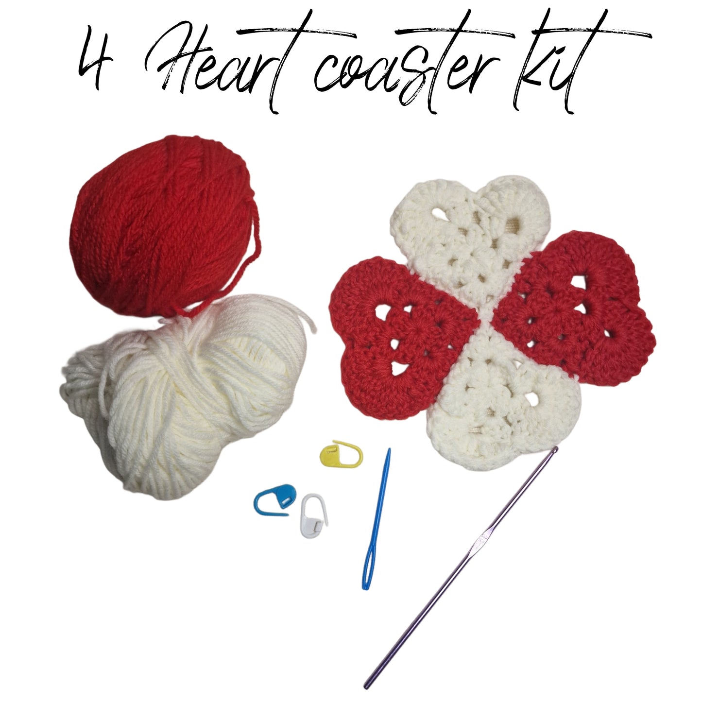 Heart Motif Beginner Crochet Kit – Perfect for Gifts and DIY Projects
