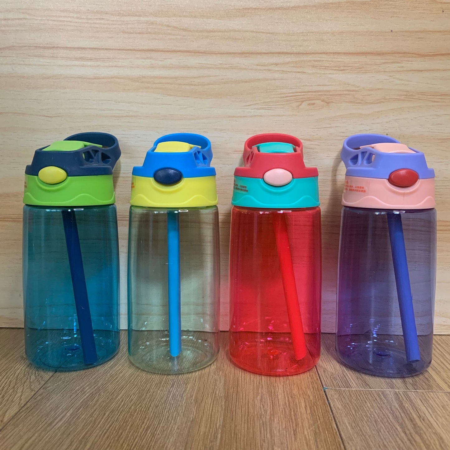 BPA-Free Kids Easy-To-Use Toddler Spill-Proof Single Wall Plastic Water Bottle with Straw