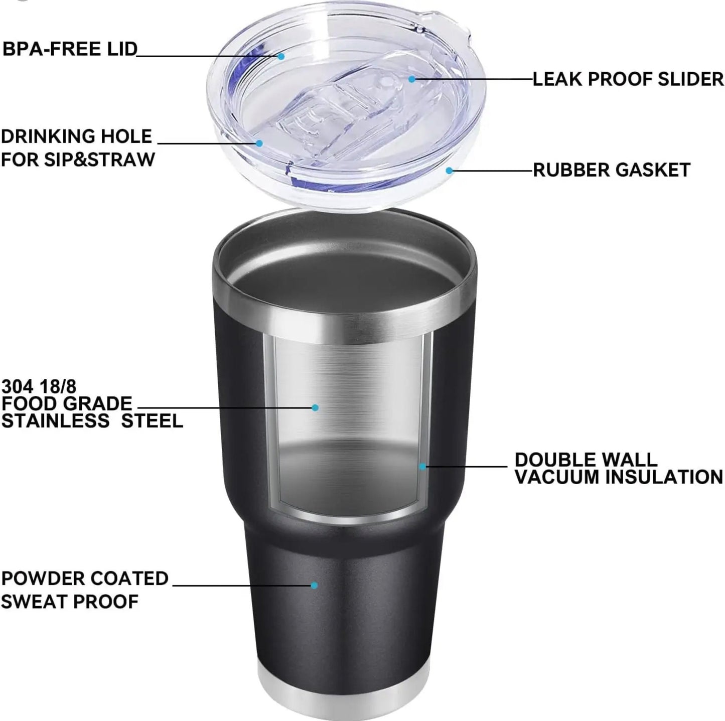 20oz & 30oz Car Tumblers Stainless Steel Double Wall Vacuum-Insulated & Powder Coated with Brand Logo