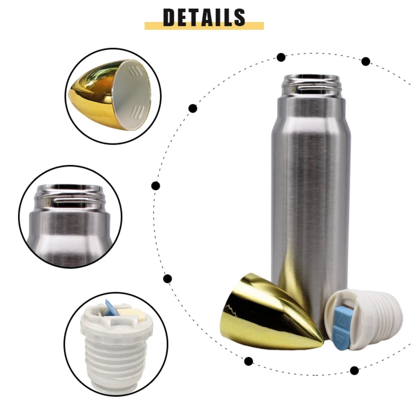 500ml Stainless Steel Vacuum Insulated Rocket Water Bottle | Bullet Flask | Military Green Tumbler