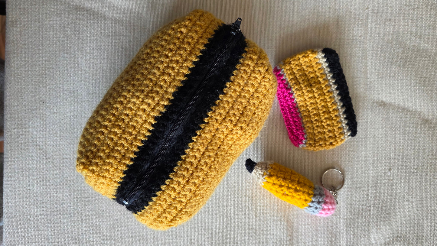Handmade Back-to-School Bundle | Personalised Water Bottle & Crochet Accessories