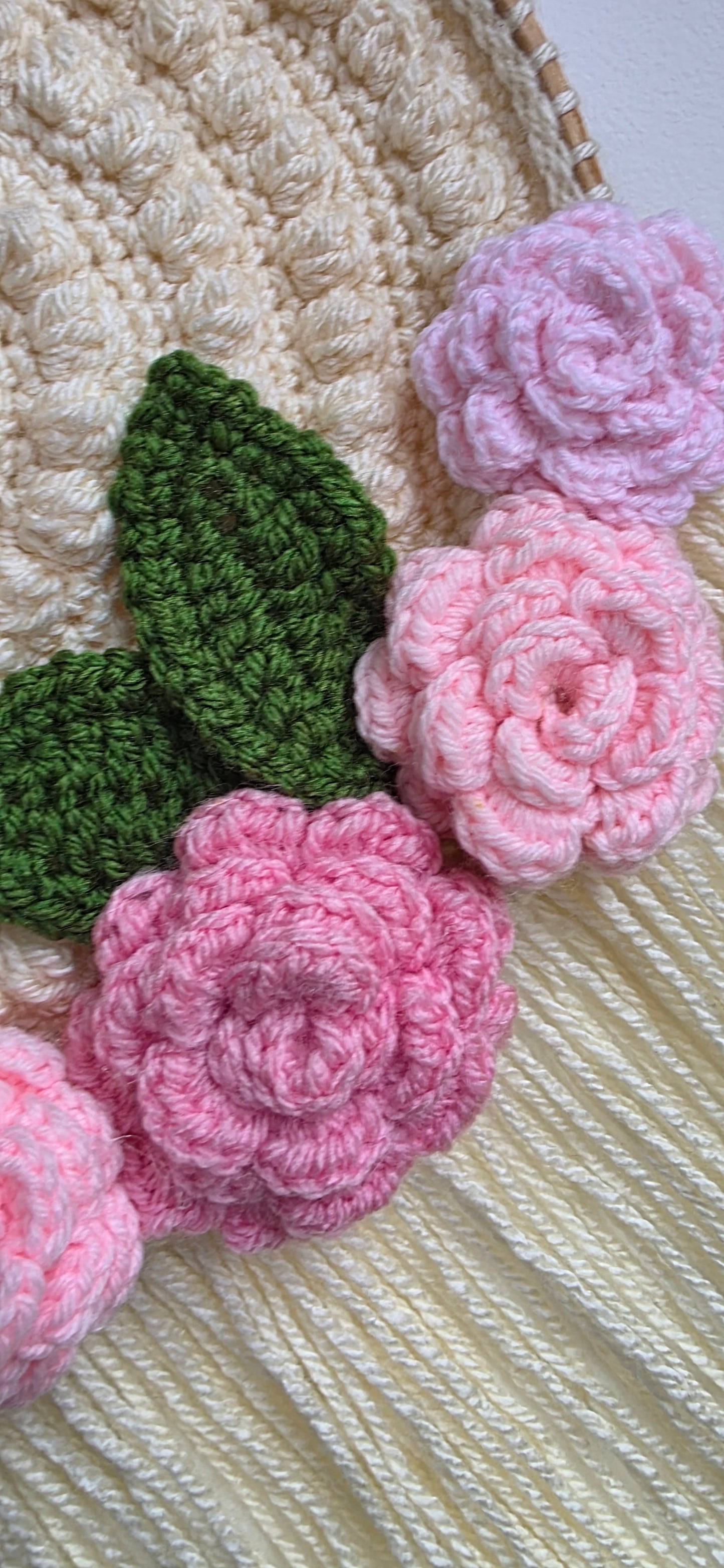 Crochet Boho Circle Rose Wall Hanging - Multiple Colours Available