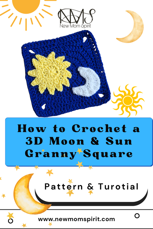 3D Sun & Moon Granny Square Crochet Pattern – US 🇺🇸, UK 🇬🇧 & Spanish 🇪🇸 Terms