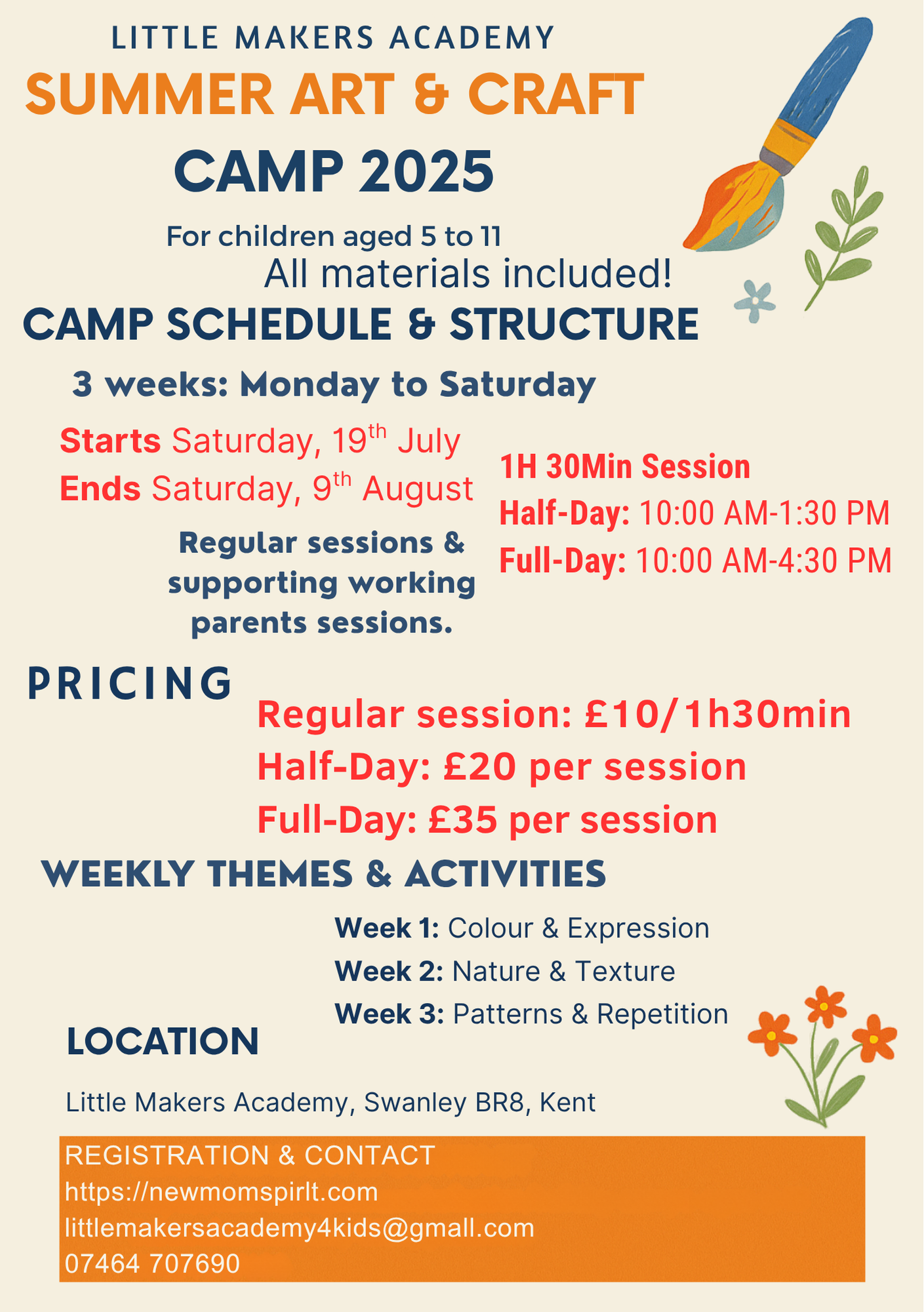 🌞 Little Makers Academy: Summer Art & Craft Camp 2025 🌿