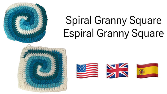 Spiral Granny Square Crochet Pattern | PDF in UK, US & Spanish Terms | Beginner-Friendly Spiral Motif