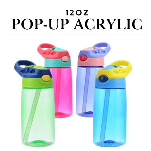 Bouteille d'eau en plastique à paroi simple anti-déversement facile à utiliser pour les tout-petits, sans BPA, avec paille