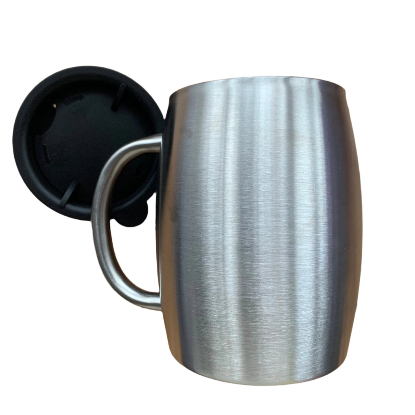 14oz Double Wall Stainless Steel Coffee Tumbler Mug with Lid and Handle | Silver Egg Mug Tea Cup