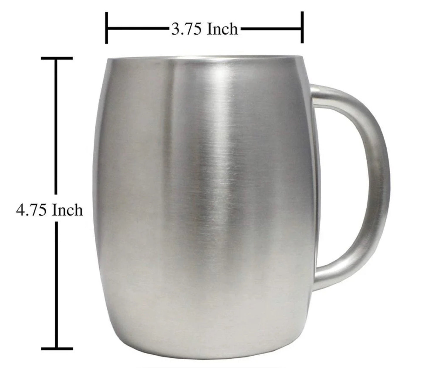 14oz Double Wall Stainless Steel Coffee Tumbler Mug with Lid and Handle | Silver Egg Mug Tea Cup