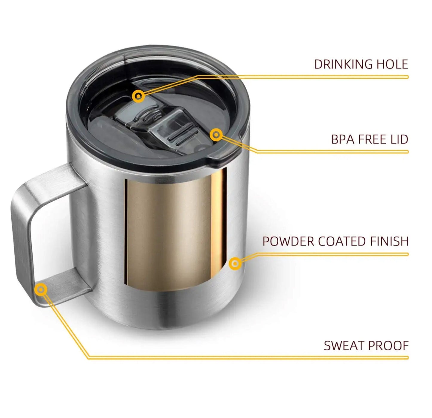 Double-Walled 12oz Travel Tumbler Cup | Insulated Coffee Mug | Stainless Steel White Sublimation | BPA-Free Lid