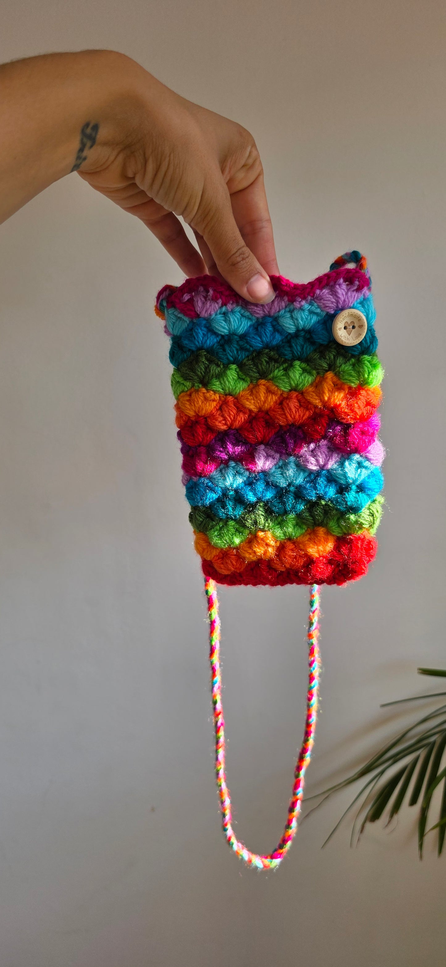 Crochet Rainbow Crossbody Pouch – Multicolour or Custom Shades
