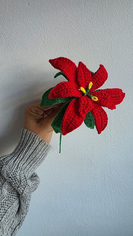 Poinsettia Crochet Pattern | Elegant Christmas Flower | Instant Download