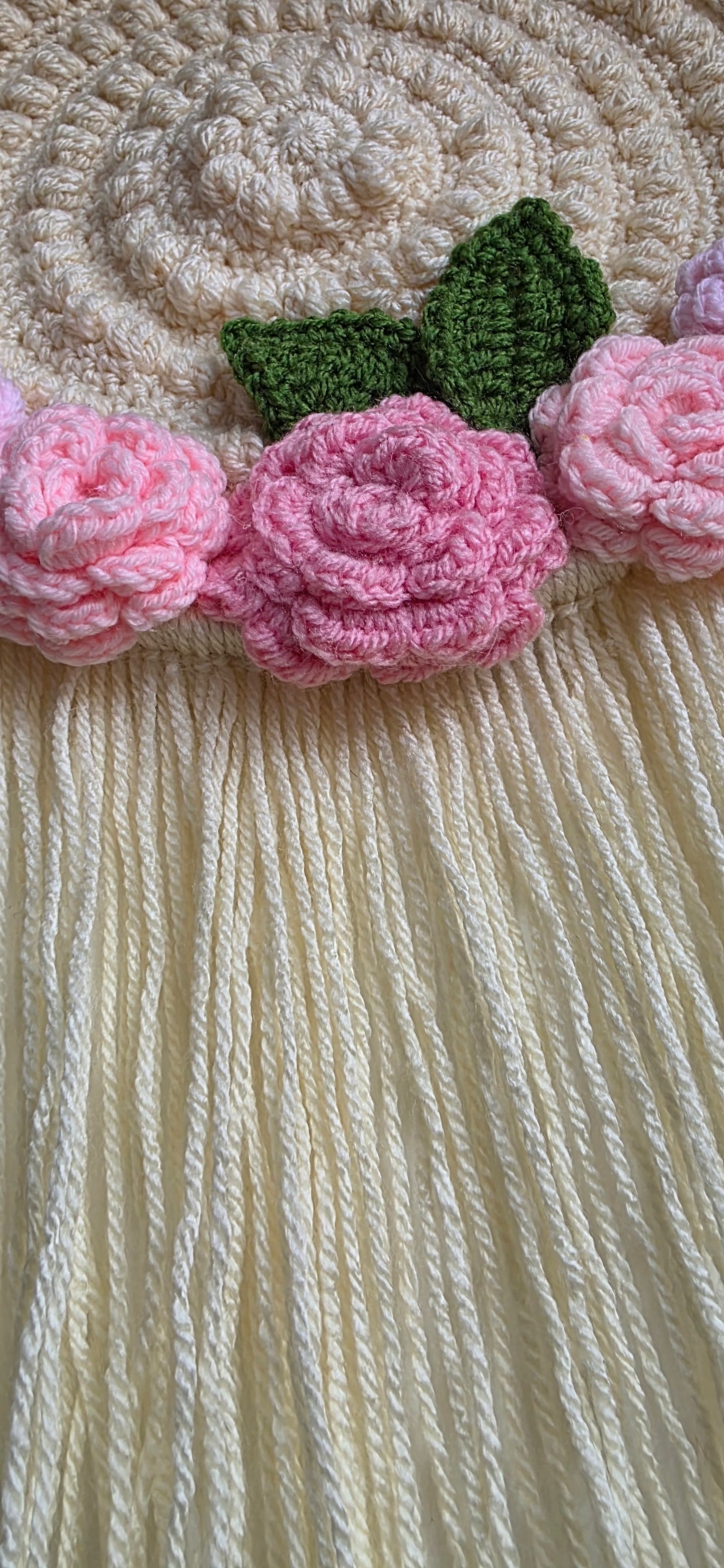 Crochet Boho Circle Rose Wall Hanging - Multiple Colours Available