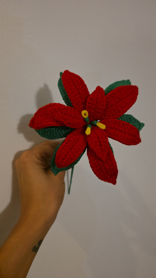 Crochet Poinsettia Flower | Handmade Christmas Decoration | Elegant Holiday Gift