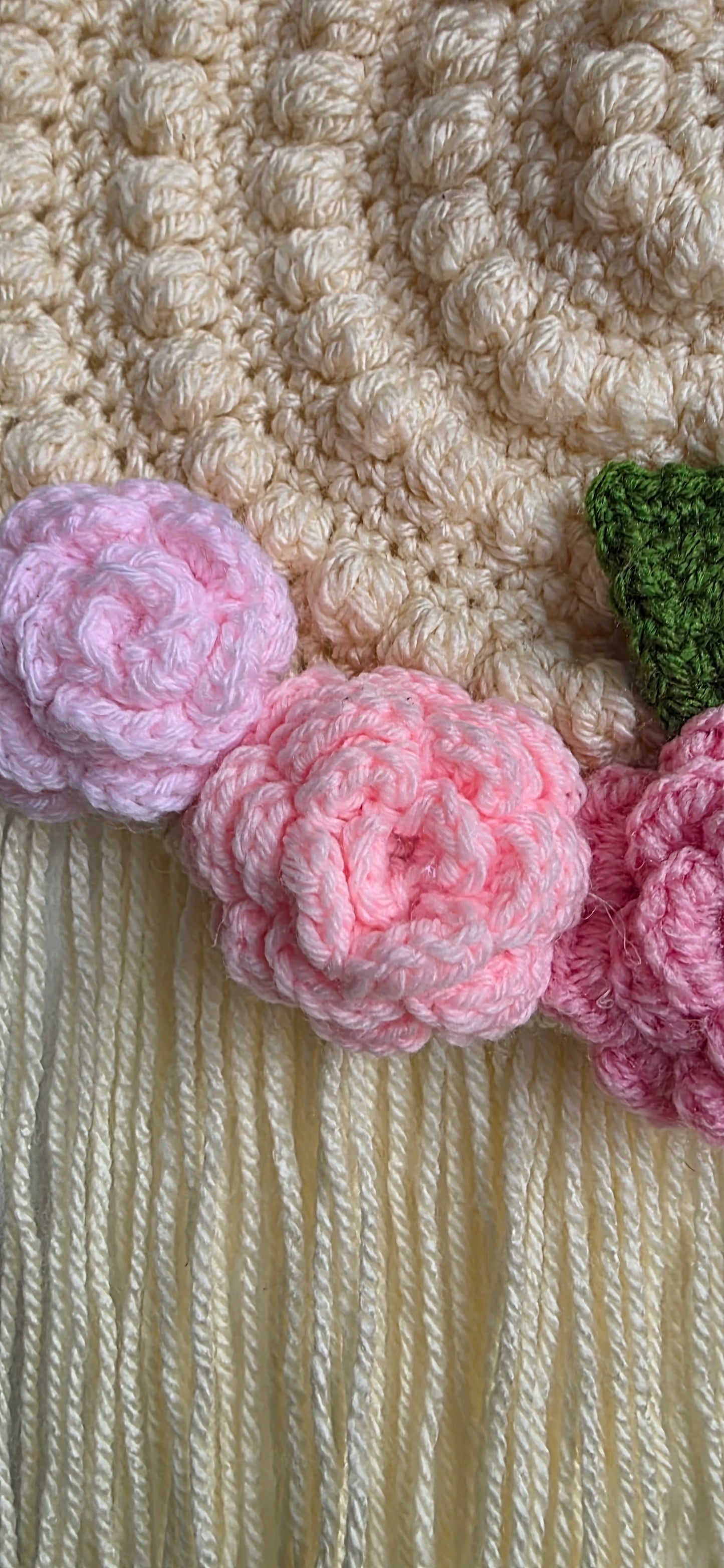 Crochet Boho Circle Rose Wall Hanging - Multiple Colours Available